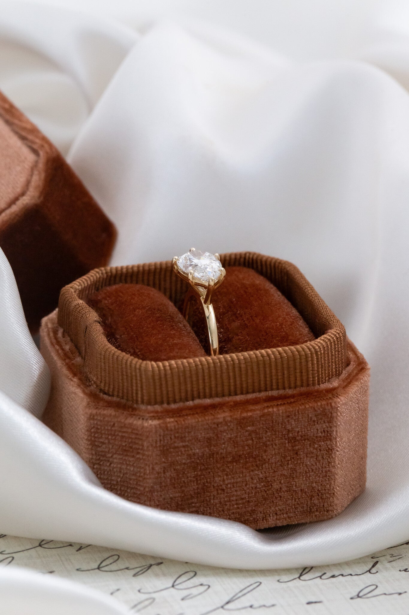 Marquise Shaped Three Stone Lab Grown Diamond Engagement Ring