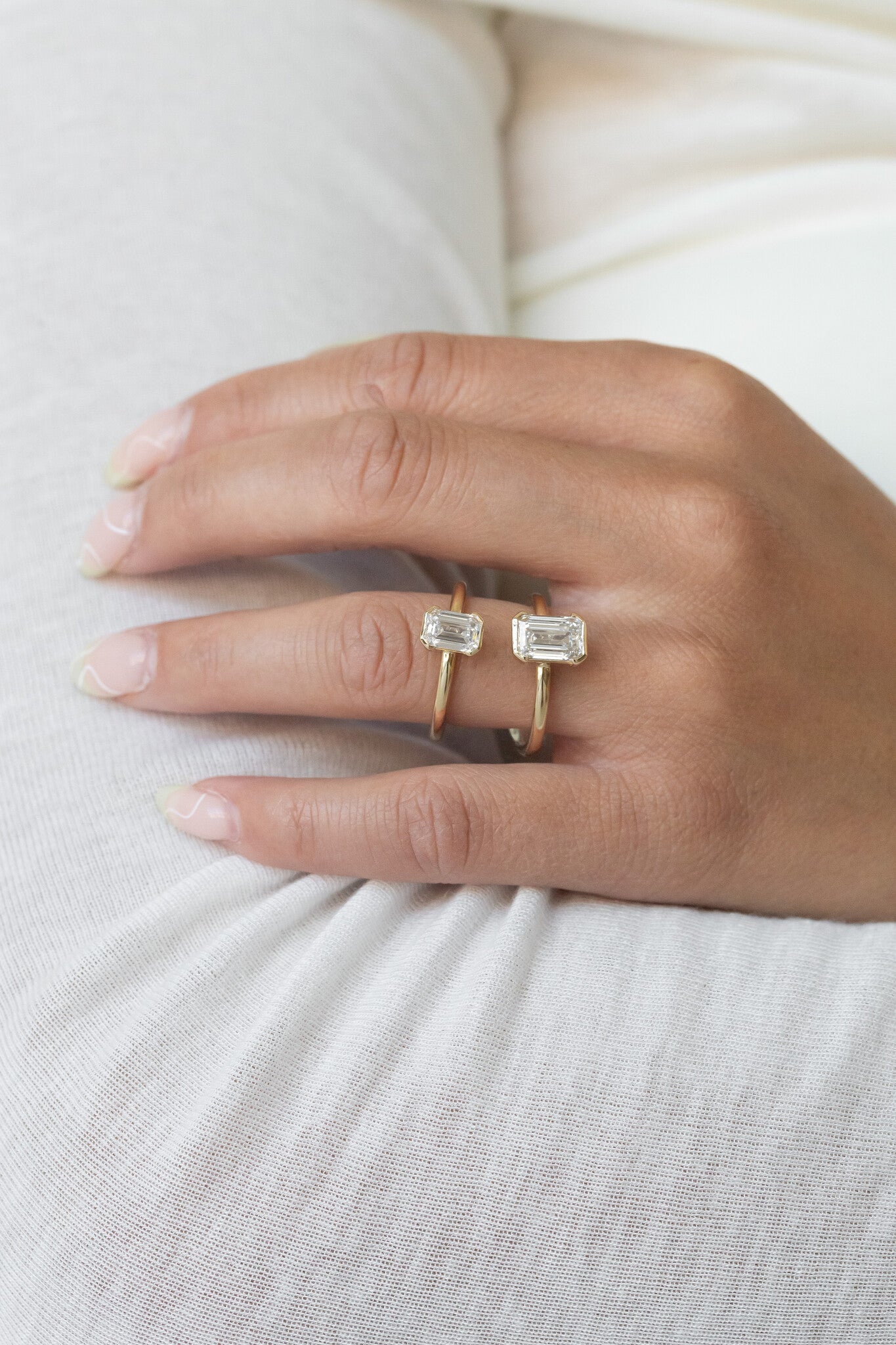 Marquise Shaped Three Stone Lab Grown Diamond Engagement Ring