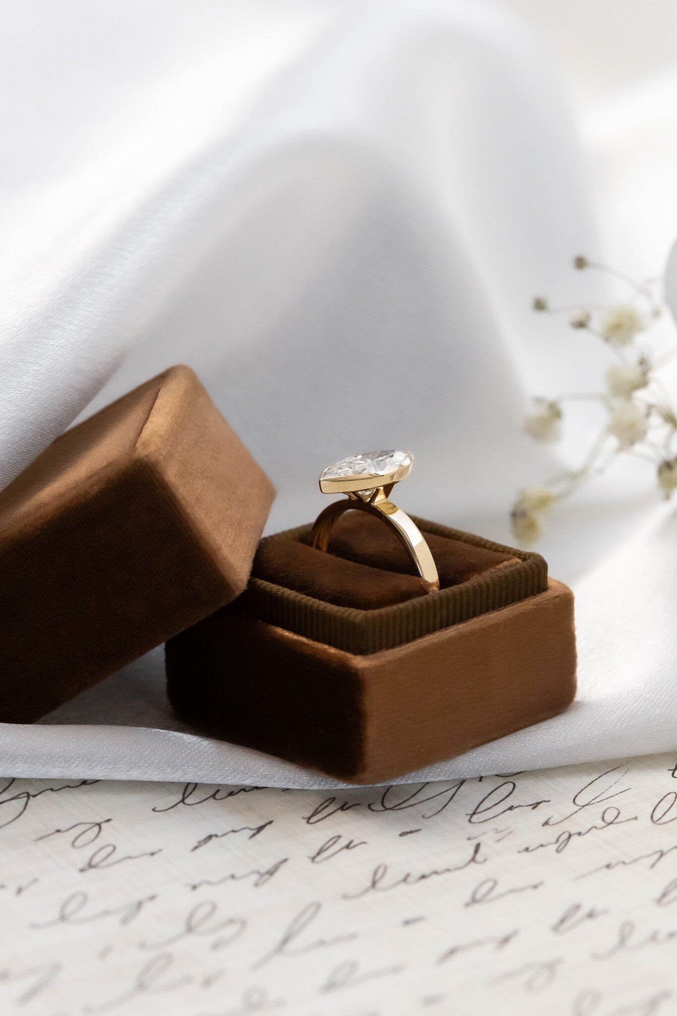 Marquise Shaped Three Stone Lab Grown Diamond Engagement Ring