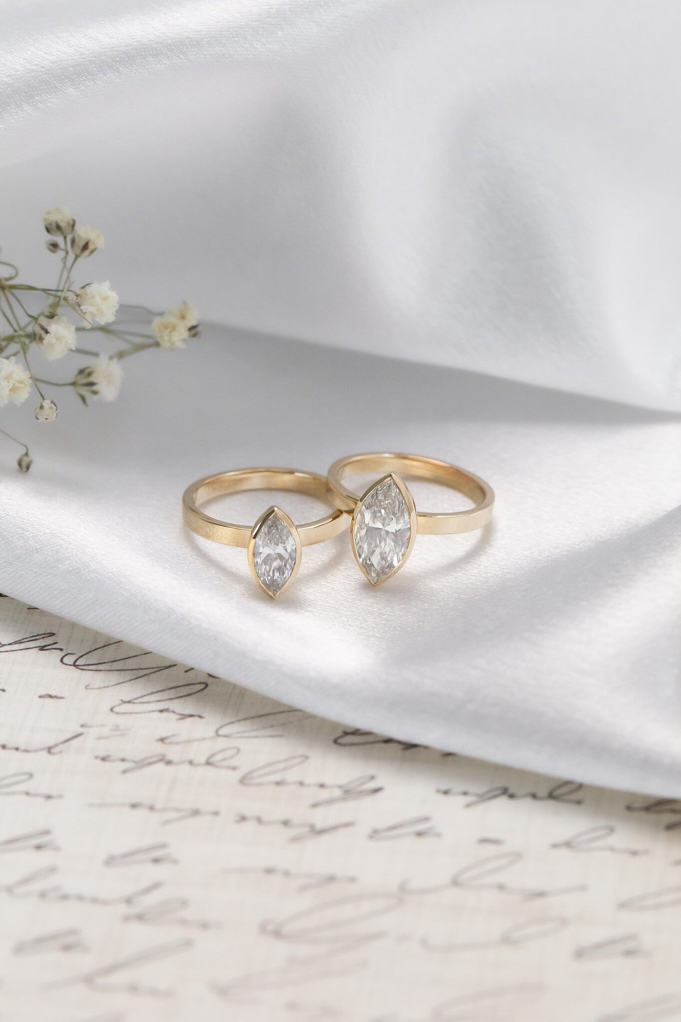 Marquise Shaped Three Stone Lab Grown Diamond Engagement Ring