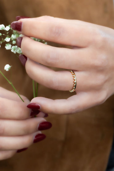 0.25 TCW Round Shaped Half Eternity Lab Grown Diamond Wedding Band