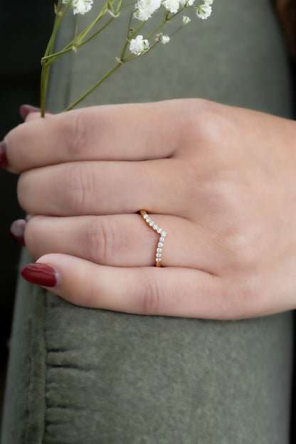 0.25 TCW Round Shaped Half Eternity Lab Grown Diamond Wedding Band