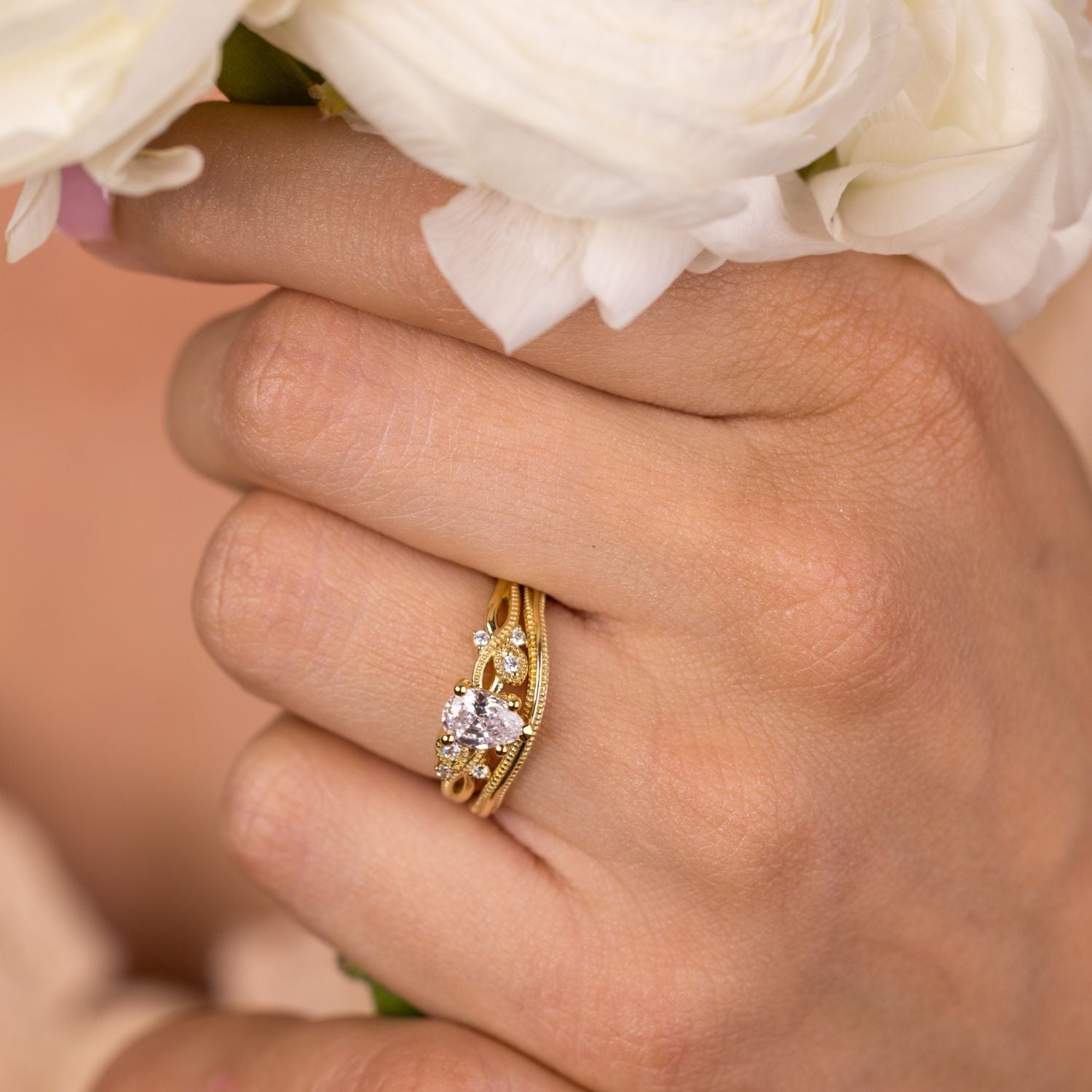 Marquise Shaped Three Stone Lab Grown Diamond Engagement Ring