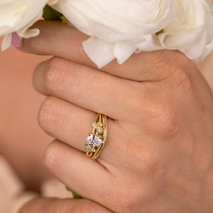 Marquise Shaped Three Stone Lab Grown Diamond Engagement Ring