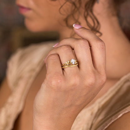 Marquise Shaped Three Stone Lab Grown Diamond Engagement Ring