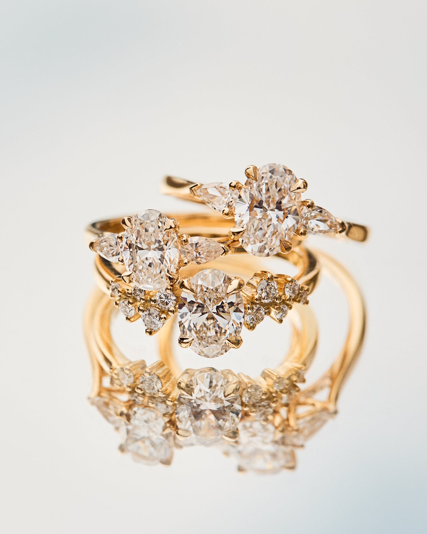 Marquise Shaped Three Stone Lab Grown Diamond Engagement Ring