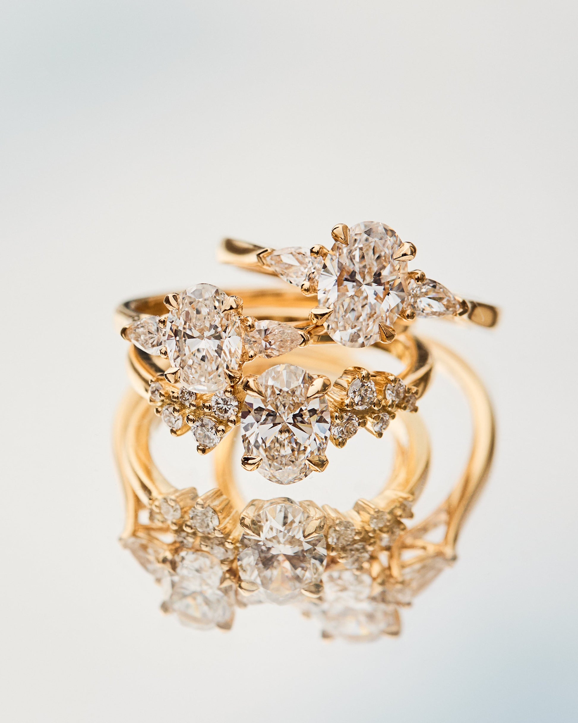 Marquise Shaped Three Stone Lab Grown Diamond Engagement Ring