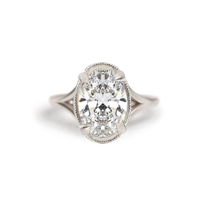 Marquise Shaped Three Stone Lab Grown Diamond Engagement Ring