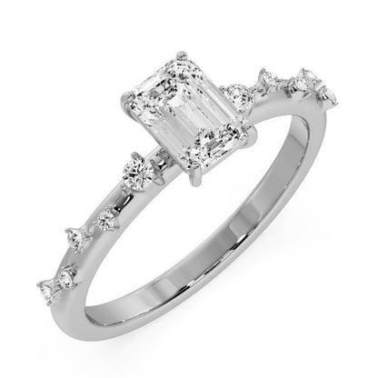 Marquise Shaped Three Stone Lab Grown Diamond Engagement Ring