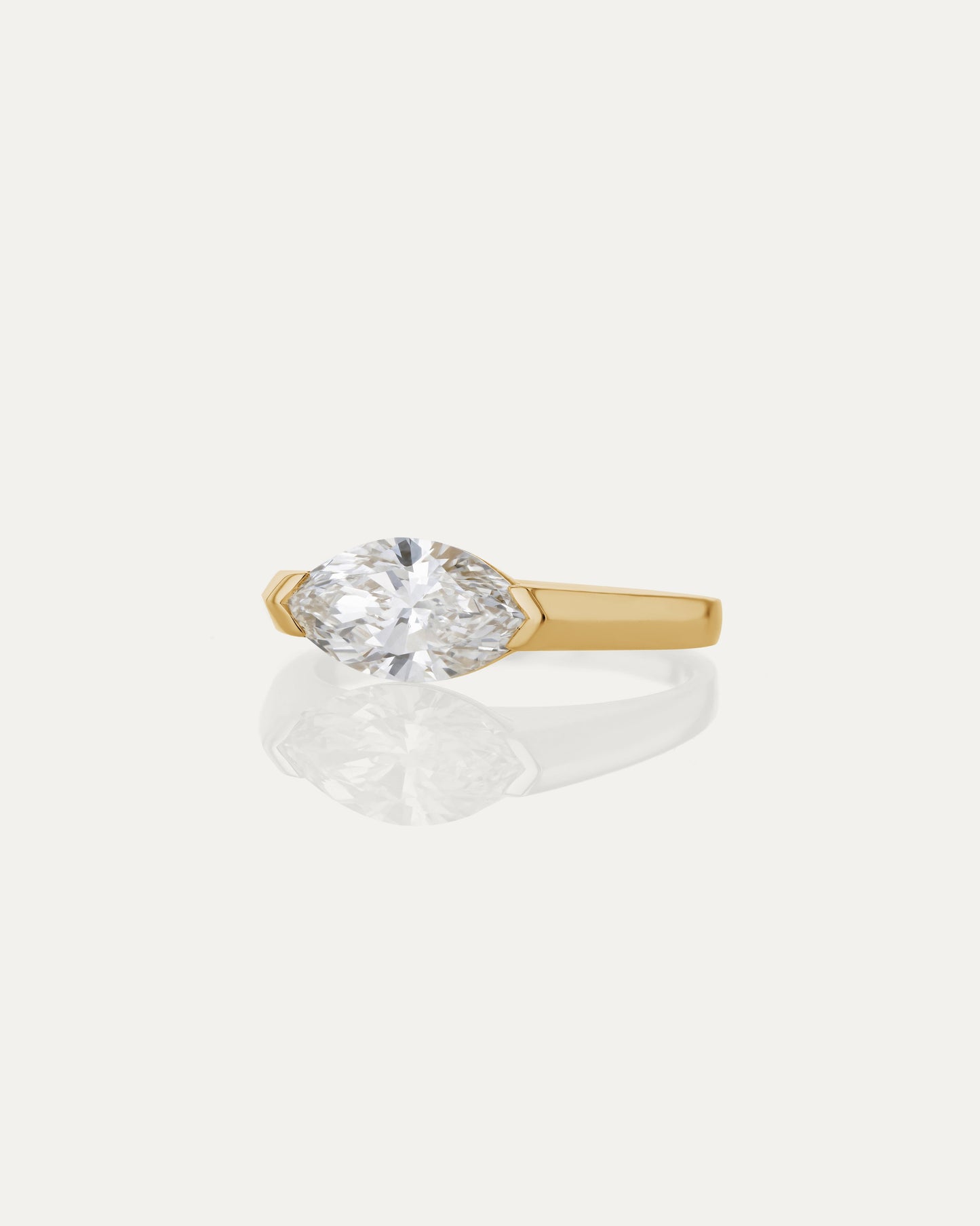 Marquise Shaped Three Stone Lab Grown Diamond Engagement Ring