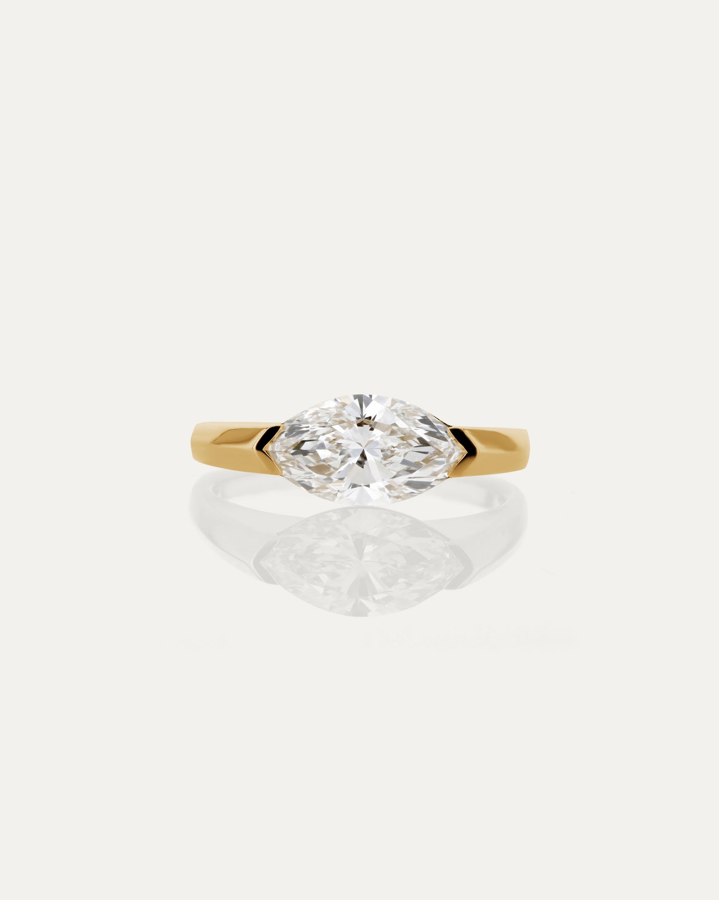 Marquise Shaped Three Stone Lab Grown Diamond Engagement Ring
