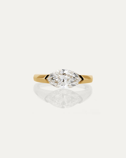 Marquise Shaped Three Stone Lab Grown Diamond Engagement Ring