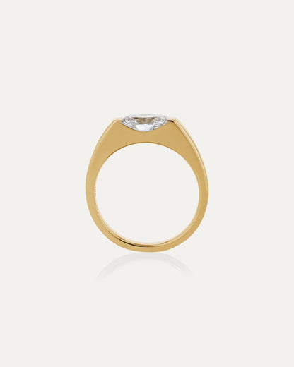 Marquise Shaped Three Stone Lab Grown Diamond Engagement Ring