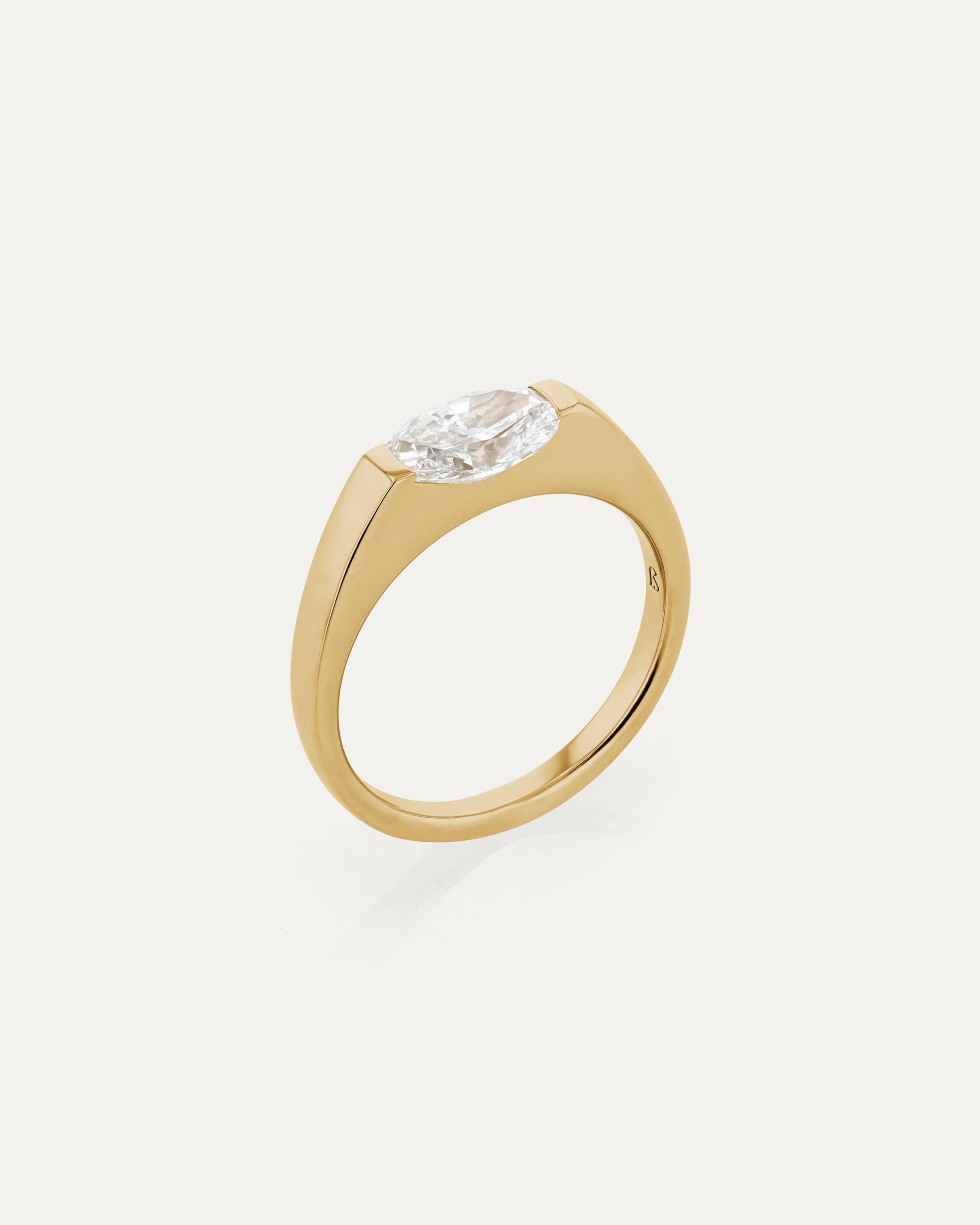 Marquise Shaped Three Stone Lab Grown Diamond Engagement Ring