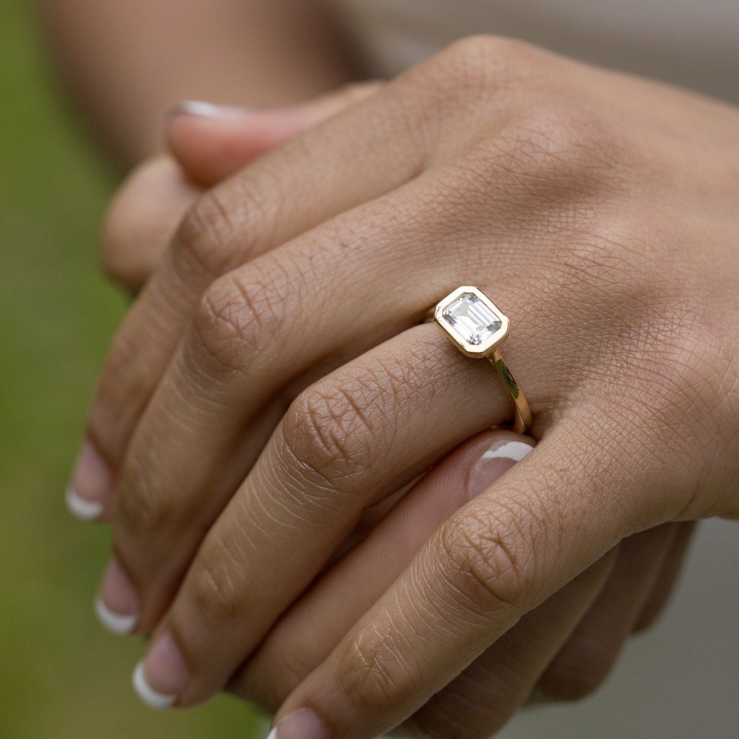 Marquise Shaped Three Stone Lab Grown Diamond Engagement Ring