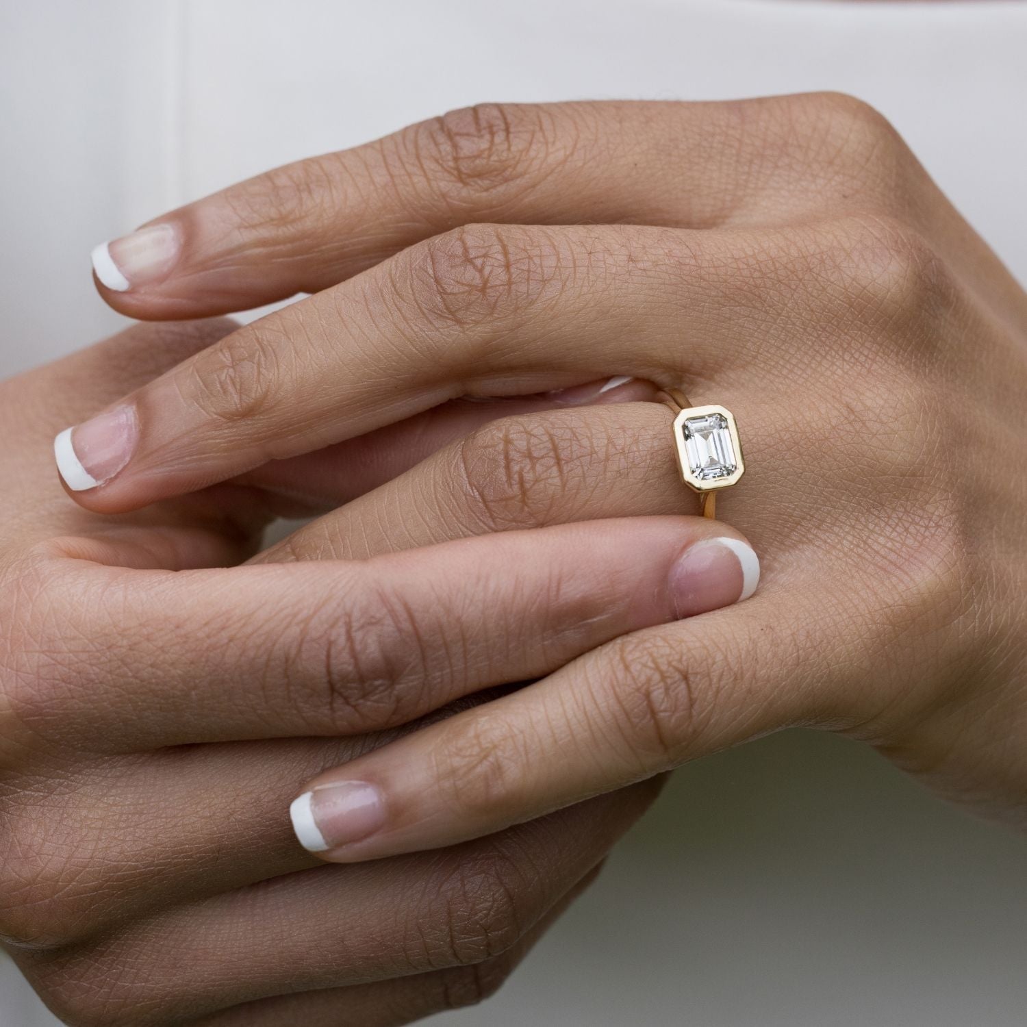 Marquise Shaped Three Stone Lab Grown Diamond Engagement Ring