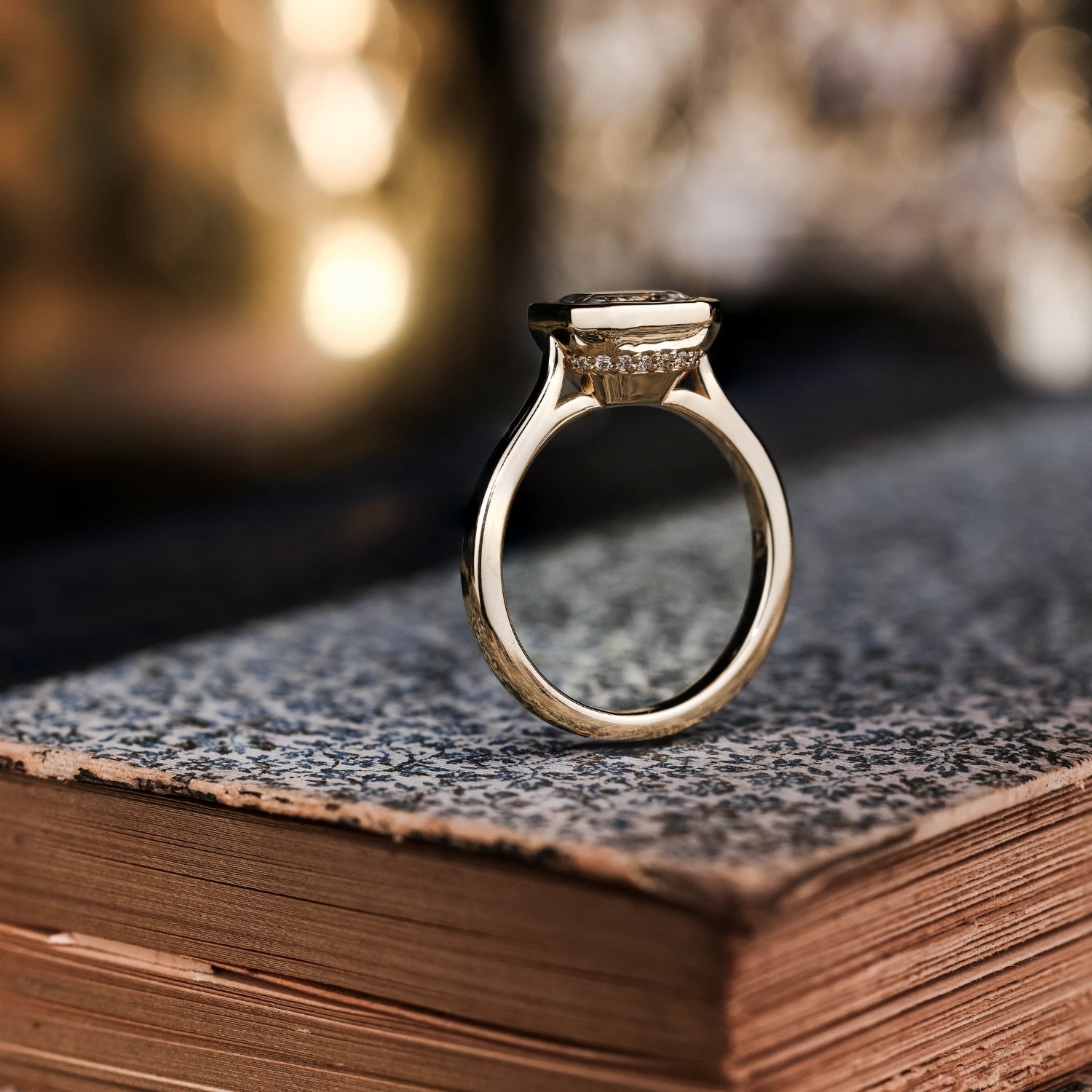 Marquise Shaped Three Stone Lab Grown Diamond Engagement Ring