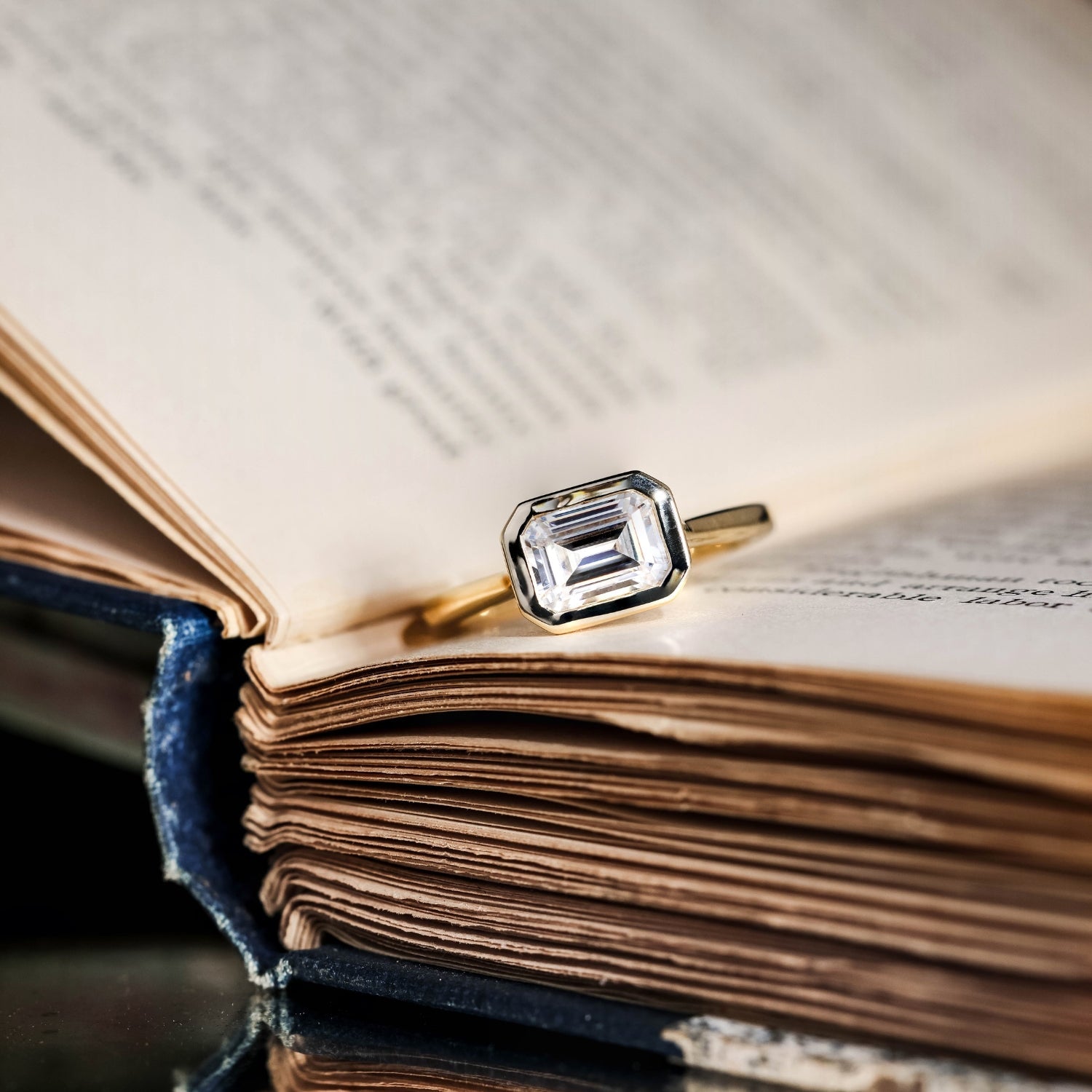 Marquise Shaped Three Stone Lab Grown Diamond Engagement Ring