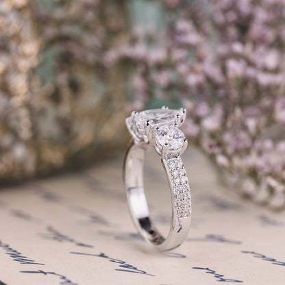 Marquise Shaped Three Stone Lab Grown Diamond Engagement Ring