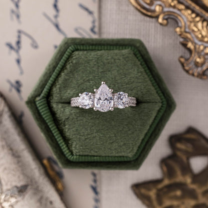 Marquise Shaped Three Stone Lab Grown Diamond Engagement Ring