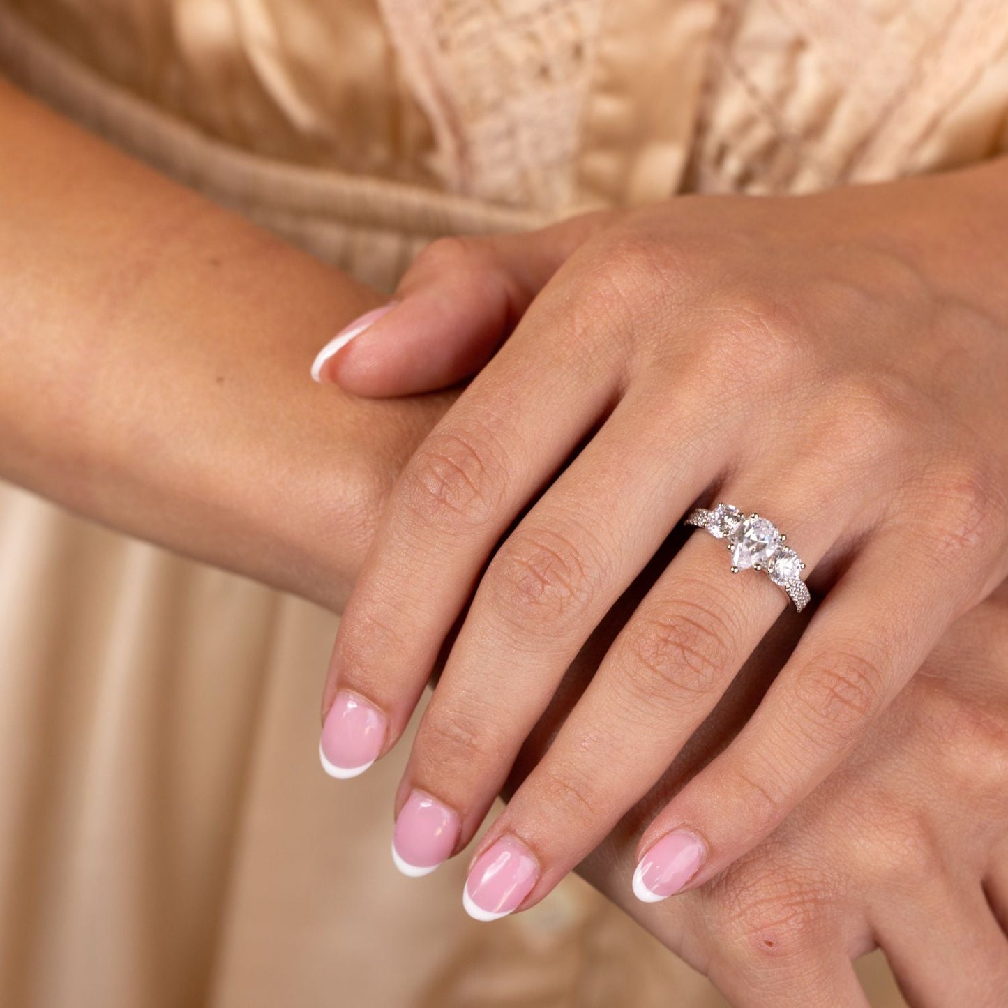 Marquise Shaped Three Stone Lab Grown Diamond Engagement Ring