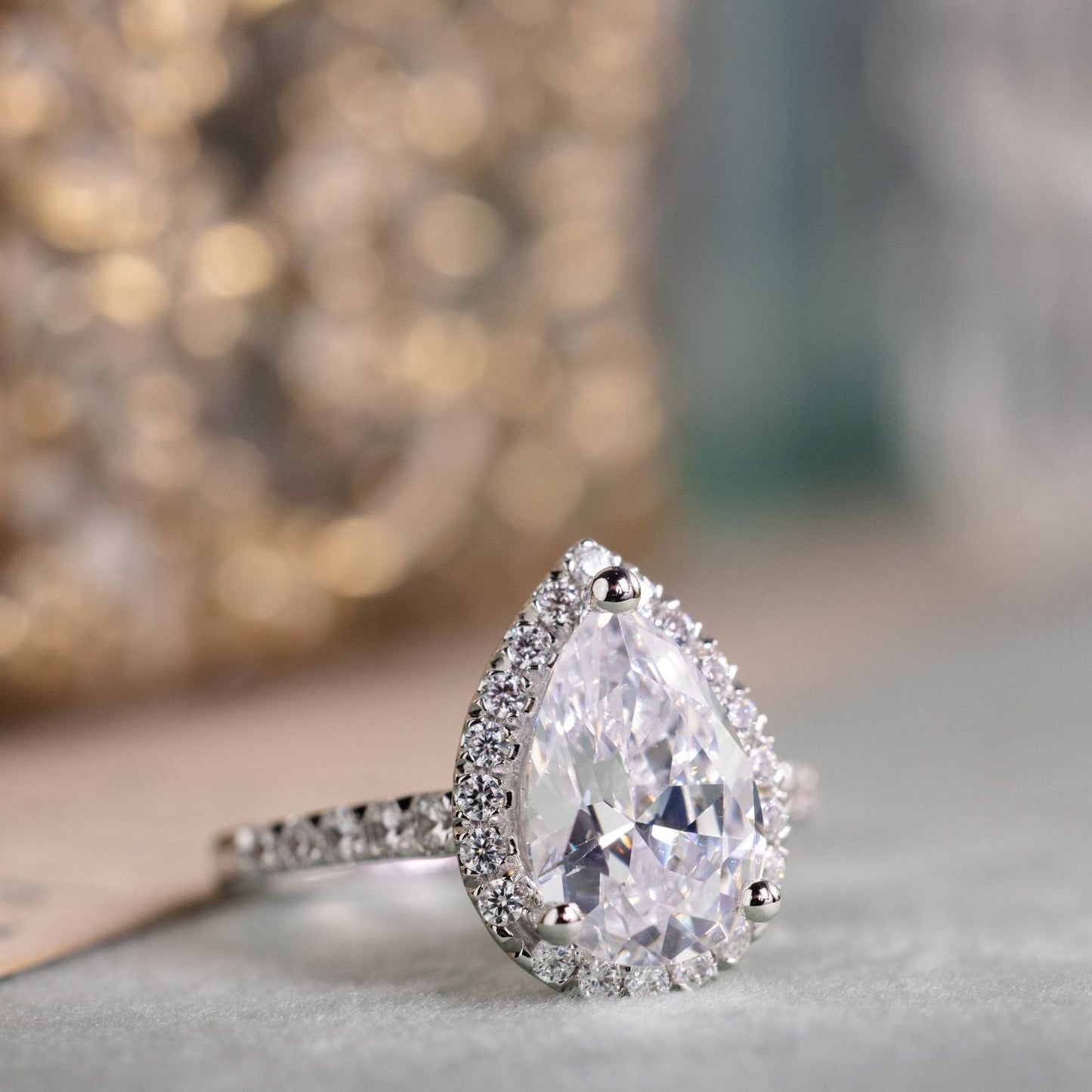 Marquise Shaped Three Stone Lab Grown Diamond Engagement Ring