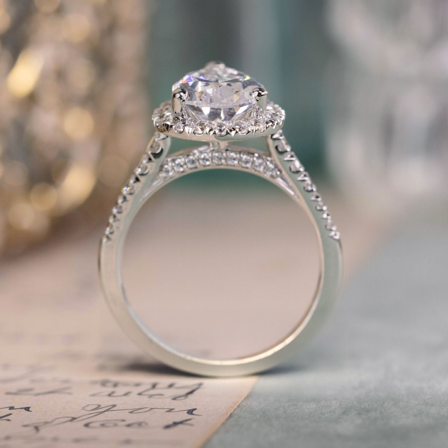 Marquise Shaped Three Stone Lab Grown Diamond Engagement Ring