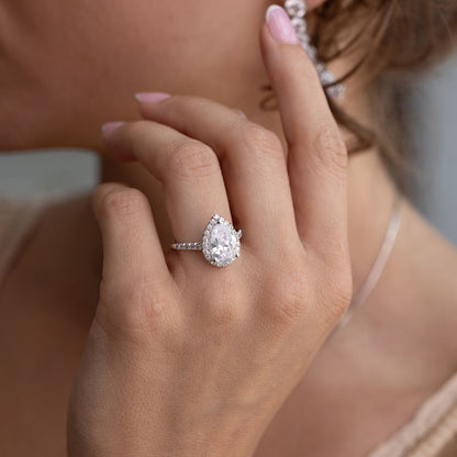 Marquise Shaped Three Stone Lab Grown Diamond Engagement Ring