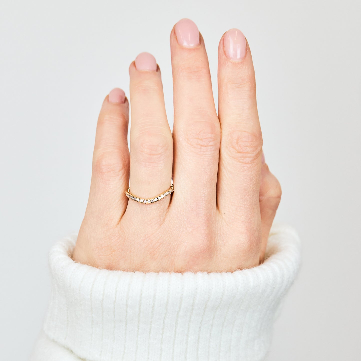 0.25 TCW Round Shaped Half Eternity Lab Grown Diamond Wedding Band