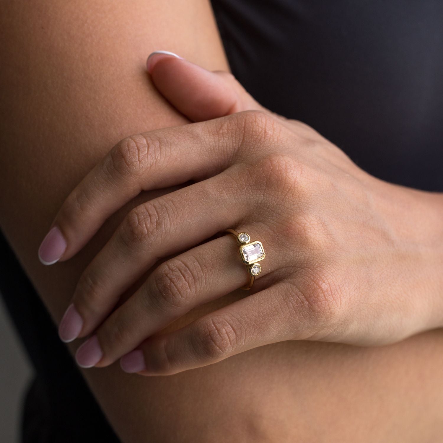 Marquise Shaped Three Stone Lab Grown Diamond Engagement Ring