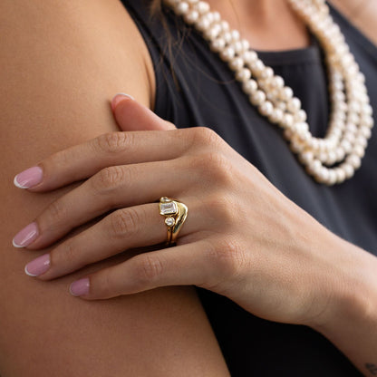 Marquise Shaped Three Stone Lab Grown Diamond Engagement Ring