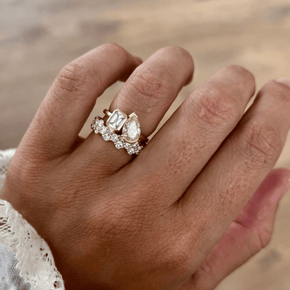 Marquise Shaped Three Stone Lab Grown Diamond Engagement Ring