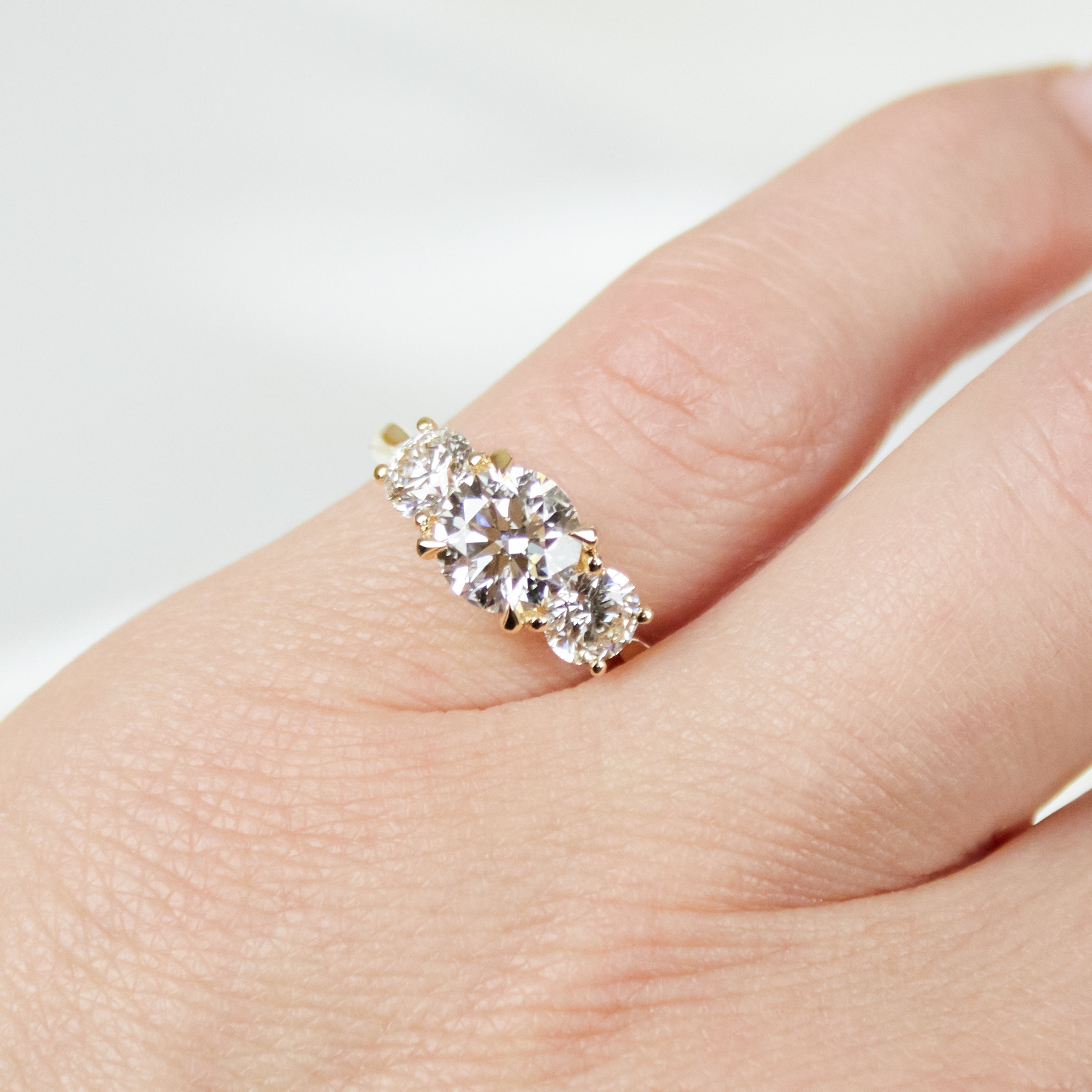 Marquise Shaped Three Stone Lab Grown Diamond Engagement Ring