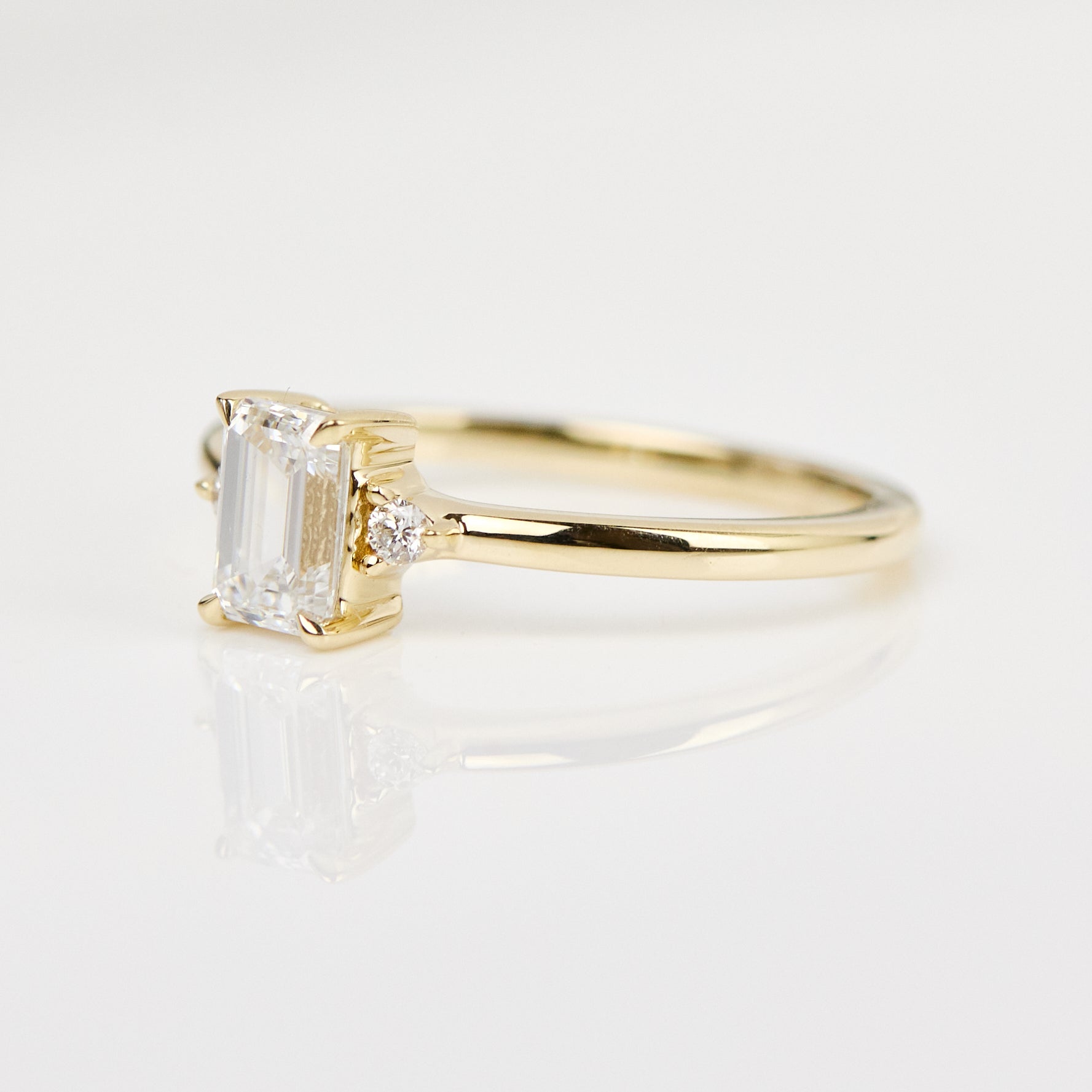 Marquise Shaped Three Stone Lab Grown Diamond Engagement Ring