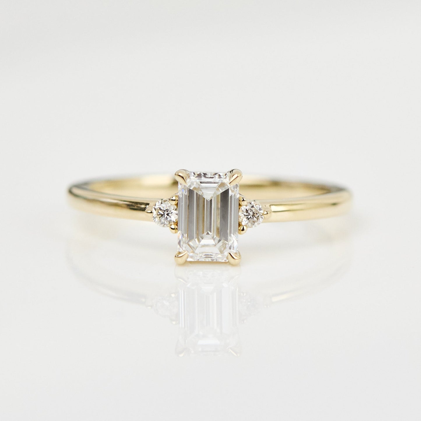 Marquise Shaped Three Stone Lab Grown Diamond Engagement Ring