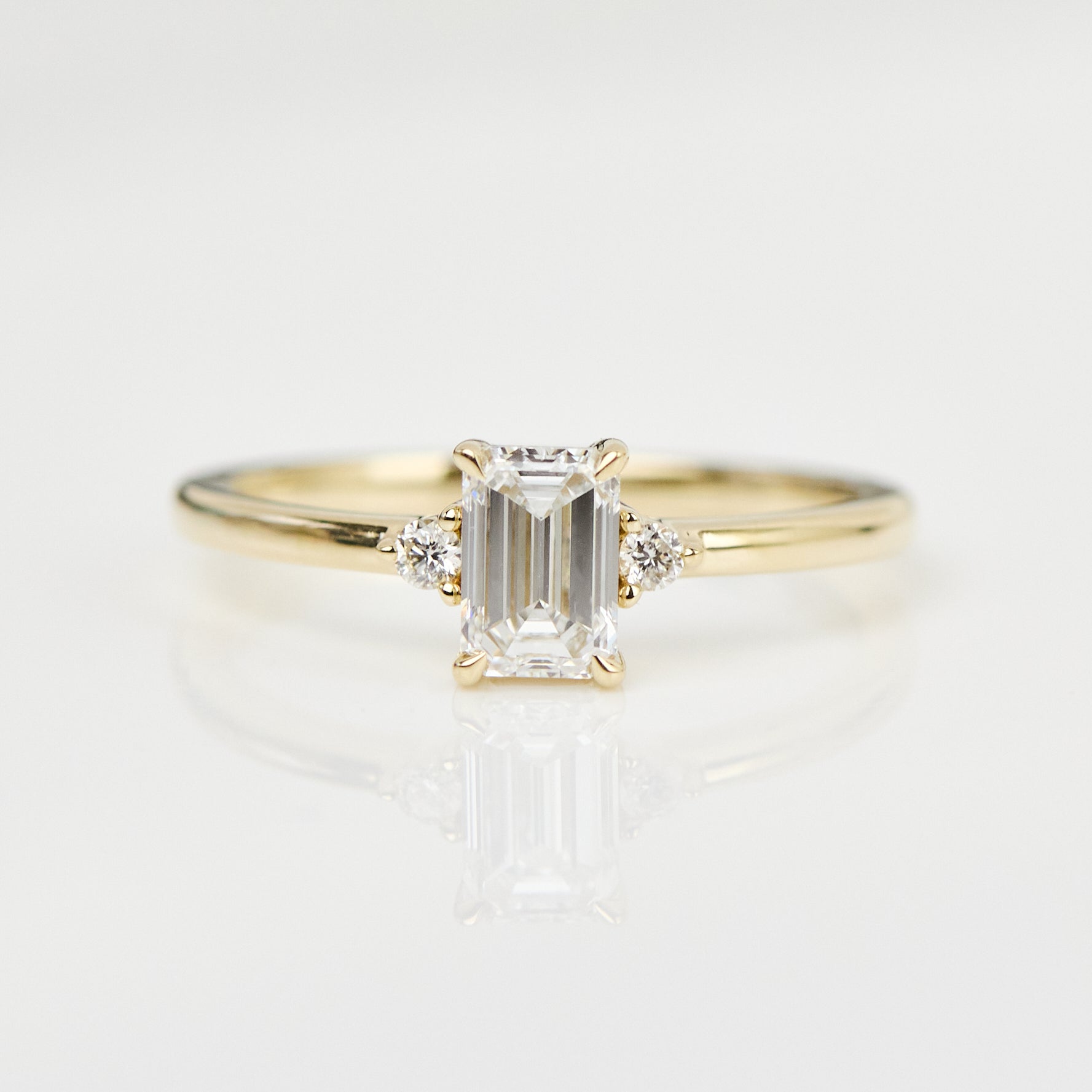 Marquise Shaped Three Stone Lab Grown Diamond Engagement Ring