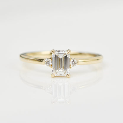 Marquise Shaped Three Stone Lab Grown Diamond Engagement Ring