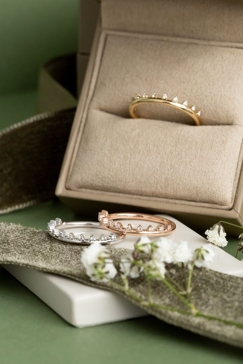 0.25 TCW Round Shaped Half Eternity Lab Grown Diamond Wedding Band