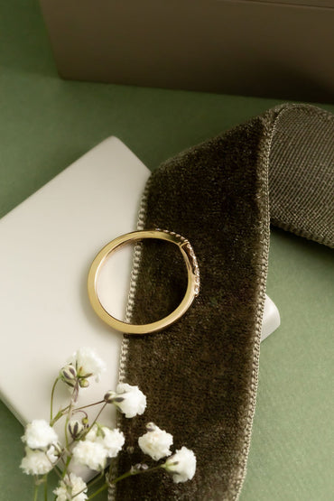 0.25 TCW Round Shaped Half Eternity Lab Grown Diamond Wedding Band