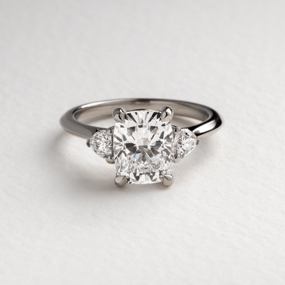 Marquise Shaped Three Stone Lab Grown Diamond Engagement Ring