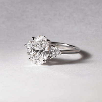 Marquise Shaped Three Stone Lab Grown Diamond Engagement Ring
