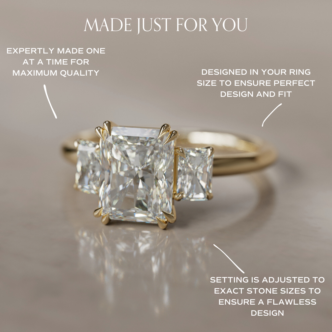 Marquise Shaped Three Stone Lab Grown Diamond Engagement Ring