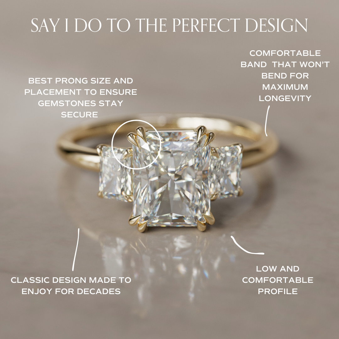 Marquise Shaped Three Stone Lab Grown Diamond Engagement Ring