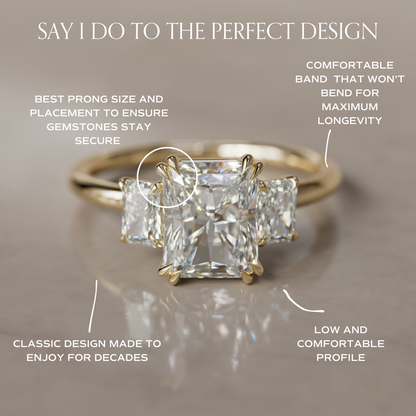 Marquise Shaped Three Stone Lab Grown Diamond Engagement Ring