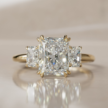 Marquise Shaped Three Stone Lab Grown Diamond Engagement Ring