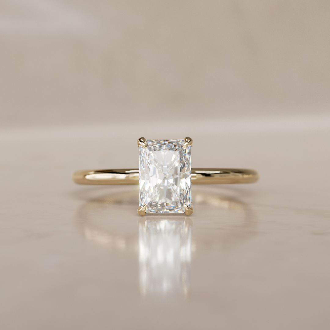 Marquise Shaped Three Stone Lab Grown Diamond Engagement Ring