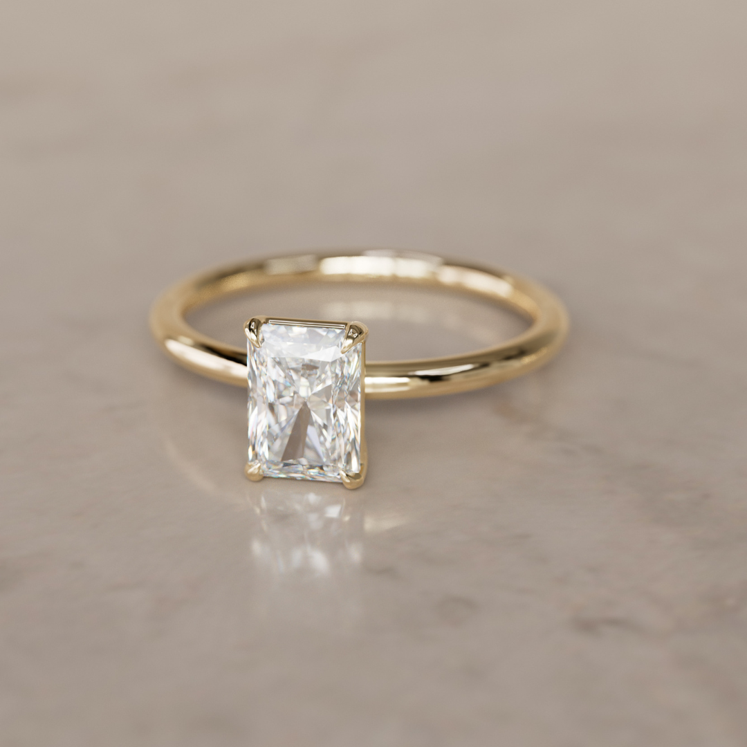 Marquise Shaped Three Stone Lab Grown Diamond Engagement Ring