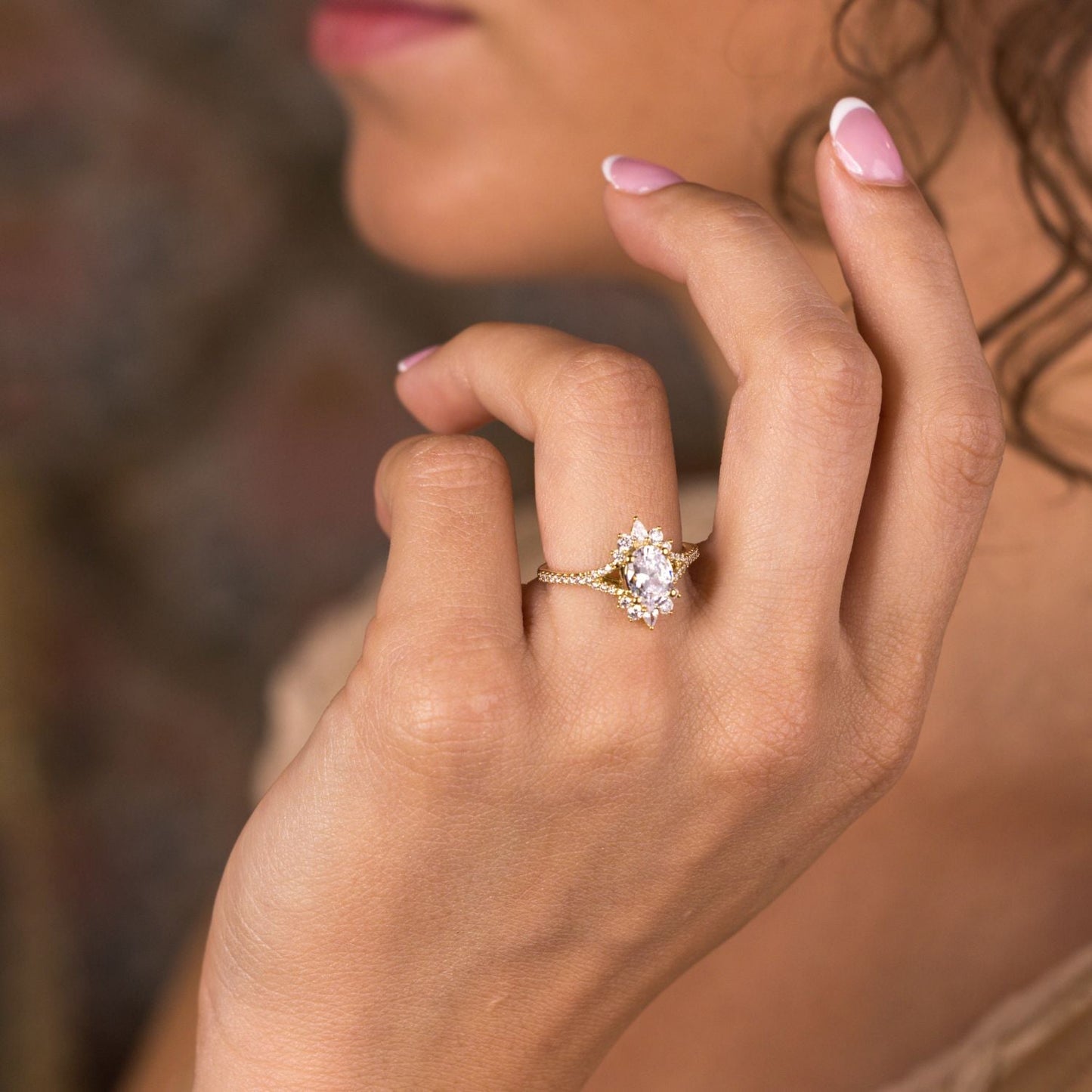 1 CT Oval Halo & Pave With Vintage Style Lab Grown Diamond Engagement Ring