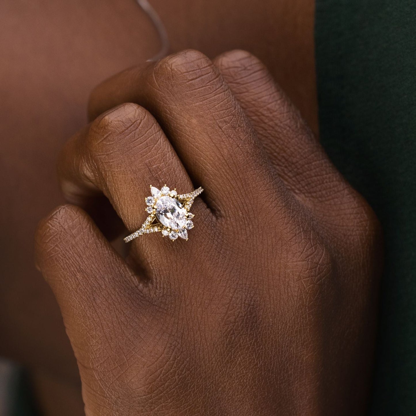 1 CT Oval Halo & Pave With Vintage Style Lab Grown Diamond Engagement Ring