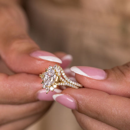 1 CT Oval Halo & Pave With Vintage Style Lab Grown Diamond Engagement Ring